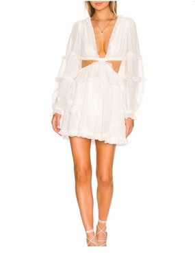 Michael Costello X Revolve White Ruffled Mini Dress